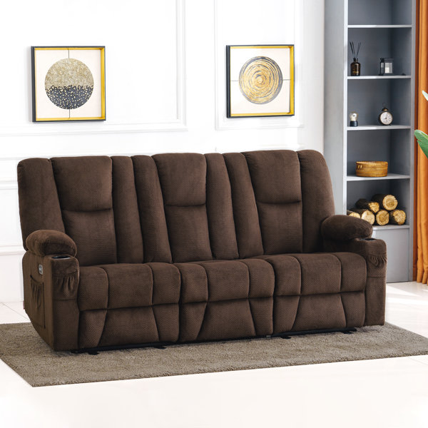 Leather reclining loveseat without outlet console